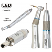 Being® 202PB Fiber Optic (with light) Inner Water Spray Handpiece Set (3) KaVo Compatible,6 holes, speed:. 22,000 ~ 27,000 rev / min,includes a contra-angle handpiece, straight nose and air motor.